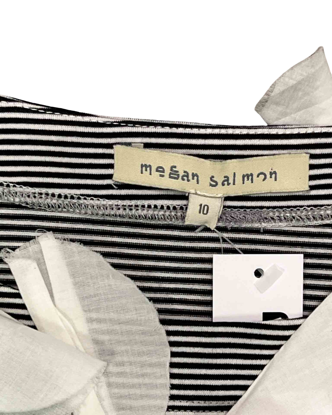 Size 10 | Megan Salmon Black and White Striped Top NWT