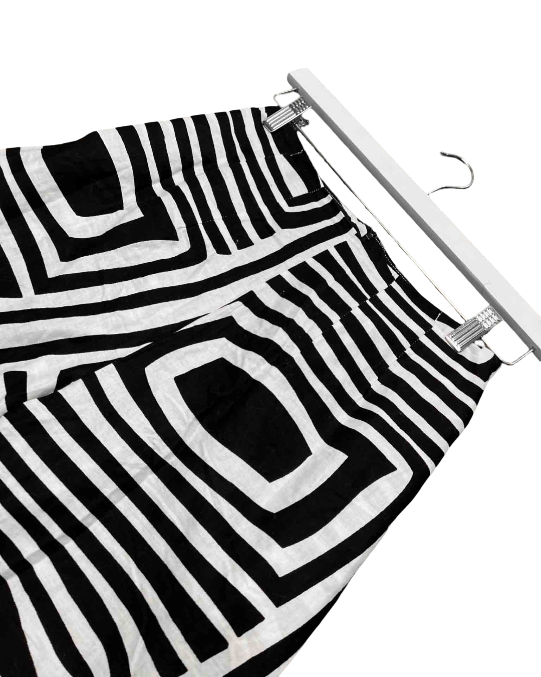 Size S | Yevu Black/White Geometric Cotton Pants