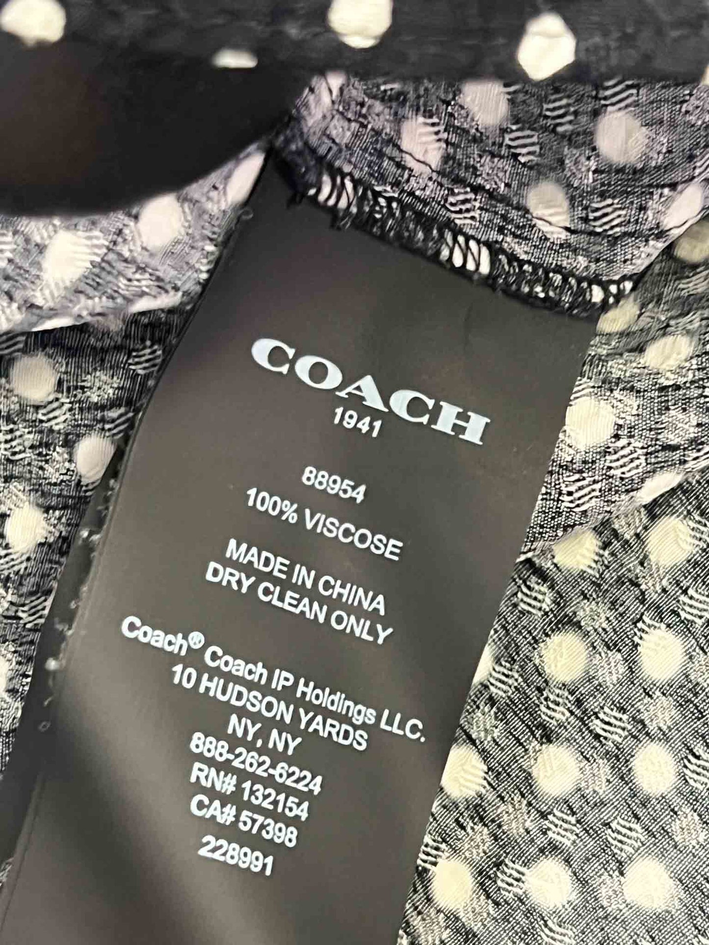 Size S | Coach Black Polkadot Tie Shirt