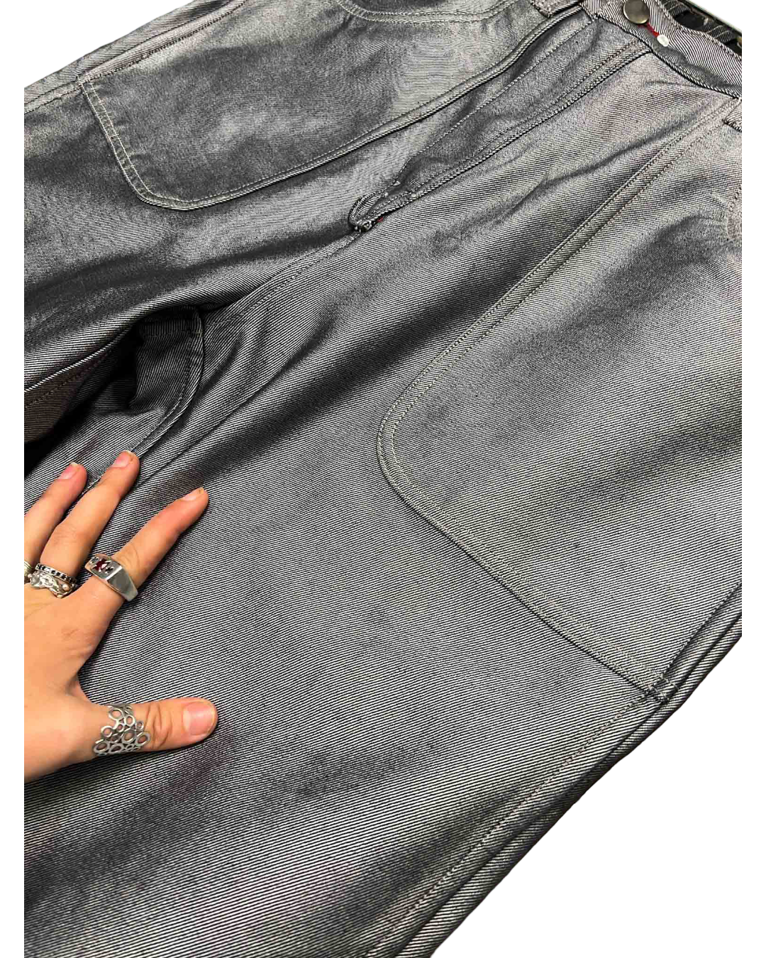 Size 34 | Handmade Dark Grey/ Silver Reversible Jeans