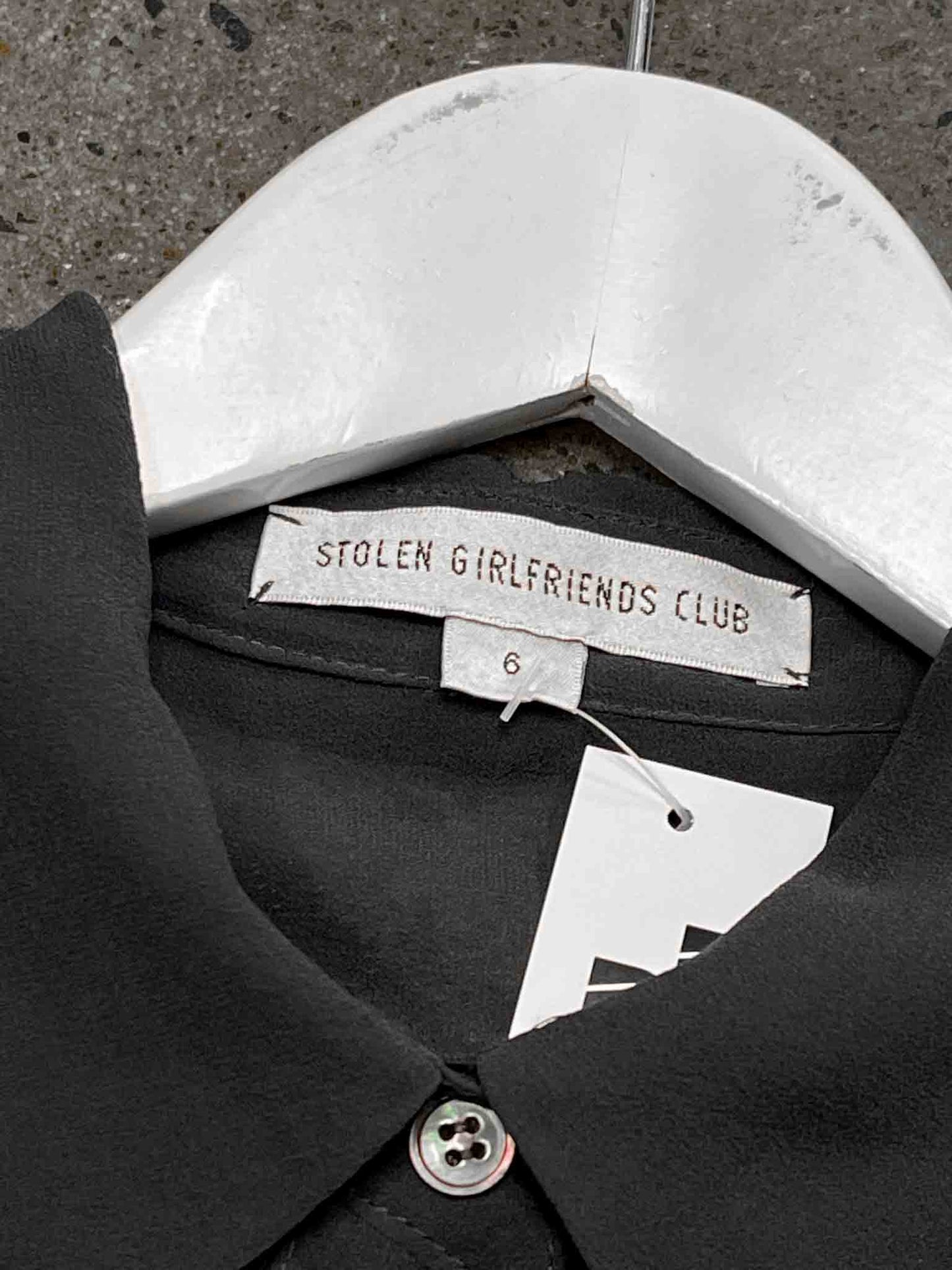 Size XS | Stolen Girlfriends Club Dark Grey Silk Rufle Shirt