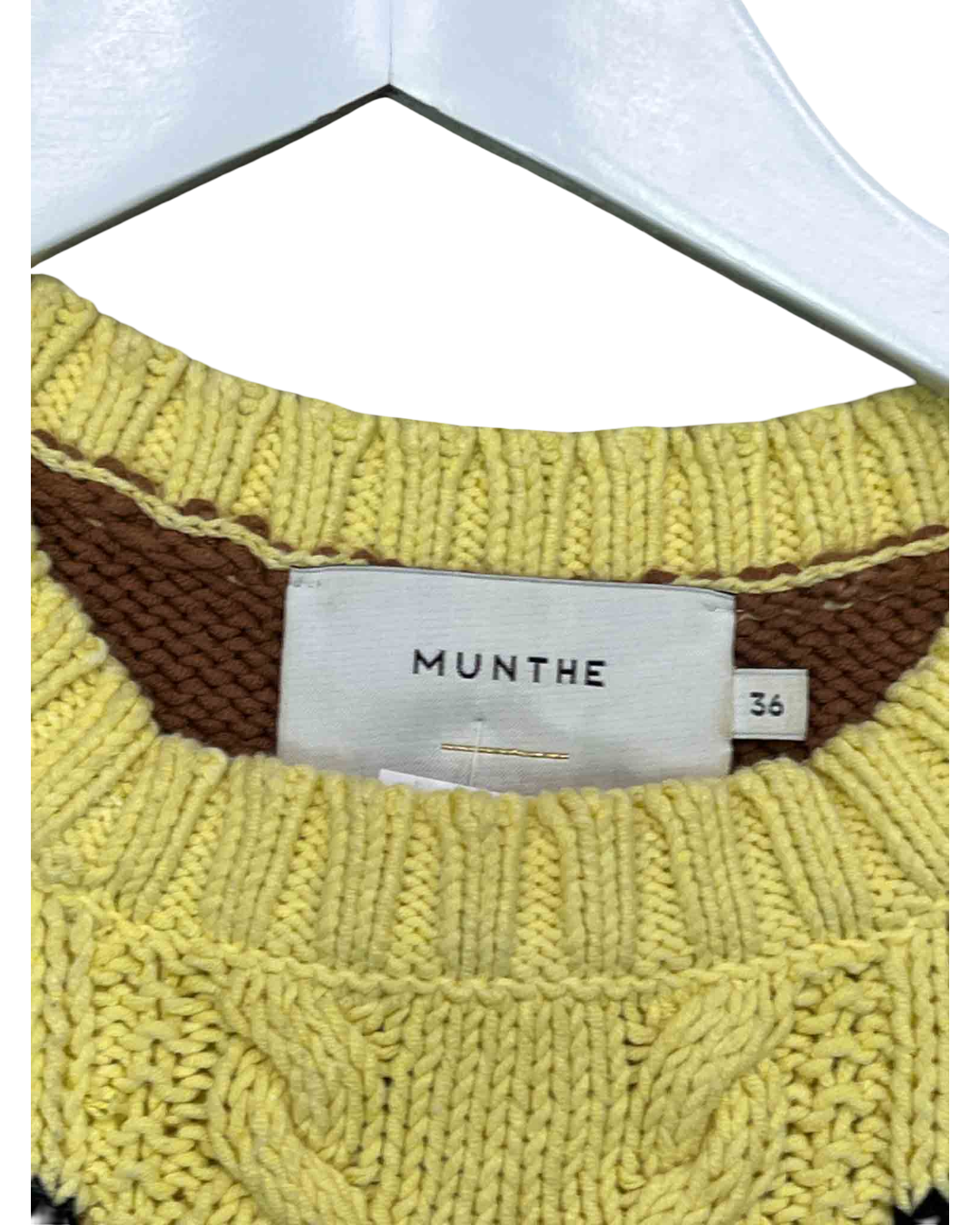 Size S | Munthe Yellow Cotton Knit Saddle Vest