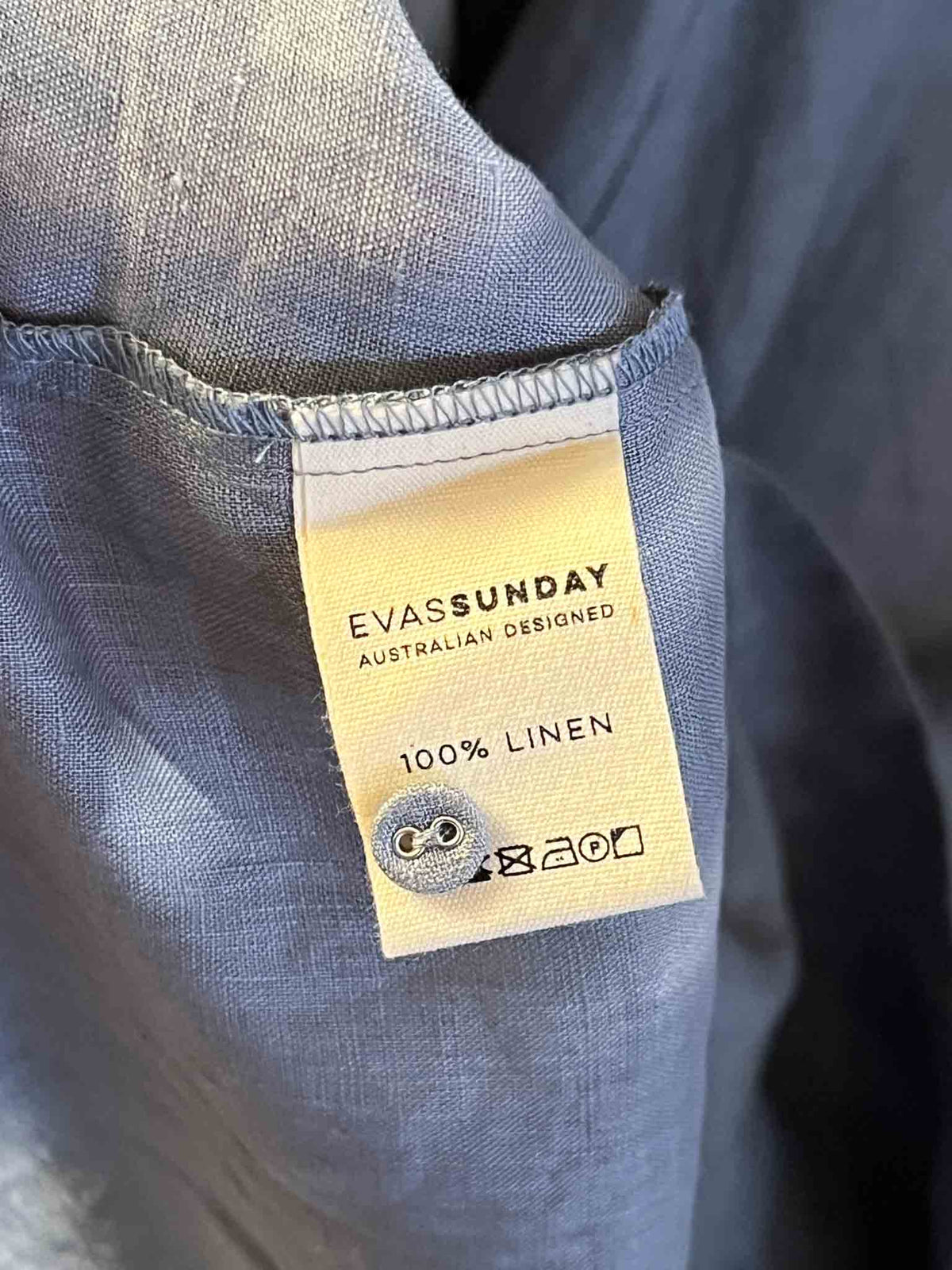 Size S | Evas Sunday Steel Blue Linen Dress