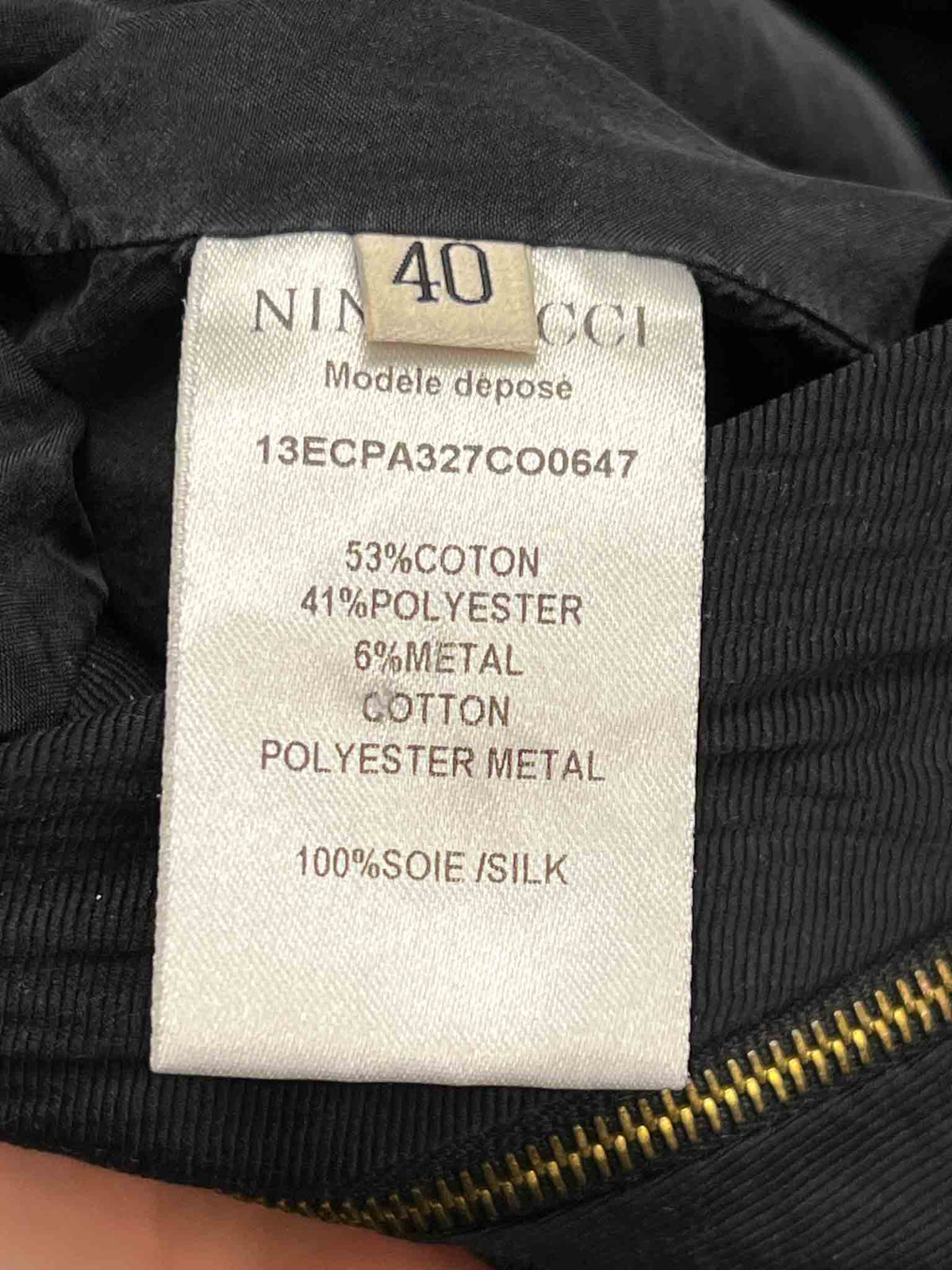 Size L | Nina Ricci Black Zip Detail Pants