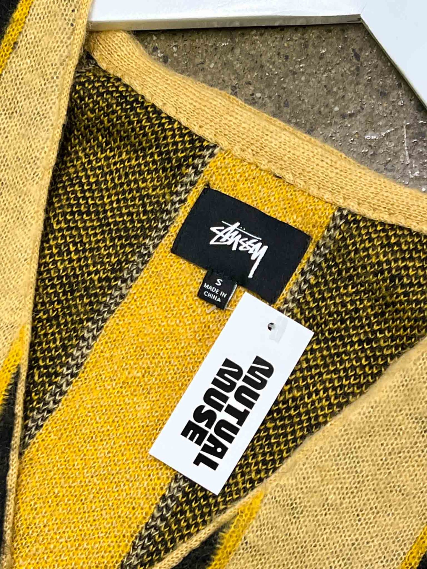 Size S | Stussy Mohair Blend Vertical Stripe Cardigan