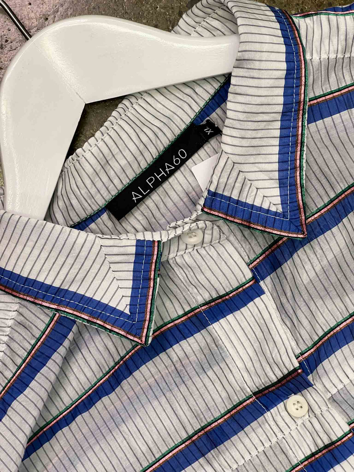 Size XL | Alpha60 White and Blue Mercer Shirt With Tags