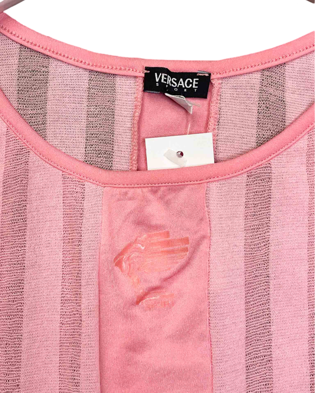 Size L | Versace Sport Striped Mesh Tank