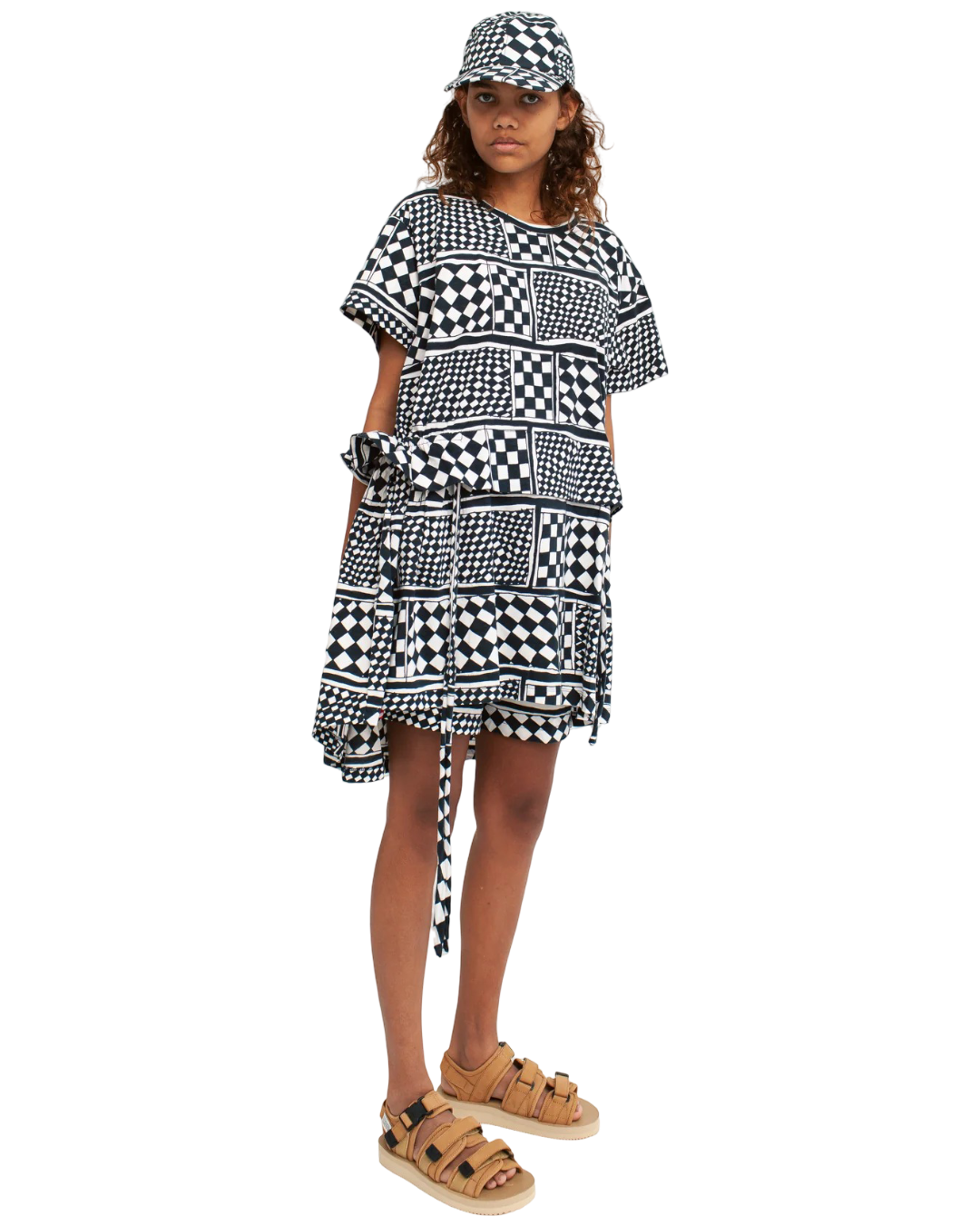 Size M | Lisa Waup x Verner Checkers Drop Waist Mini Dress