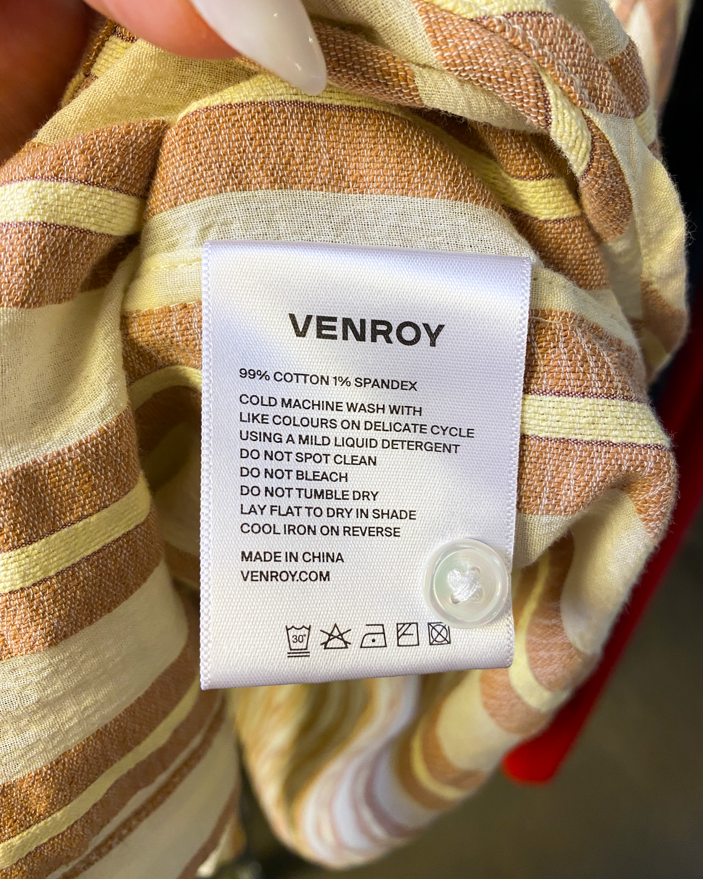Size M | Venroy Striped Cotton Shirt