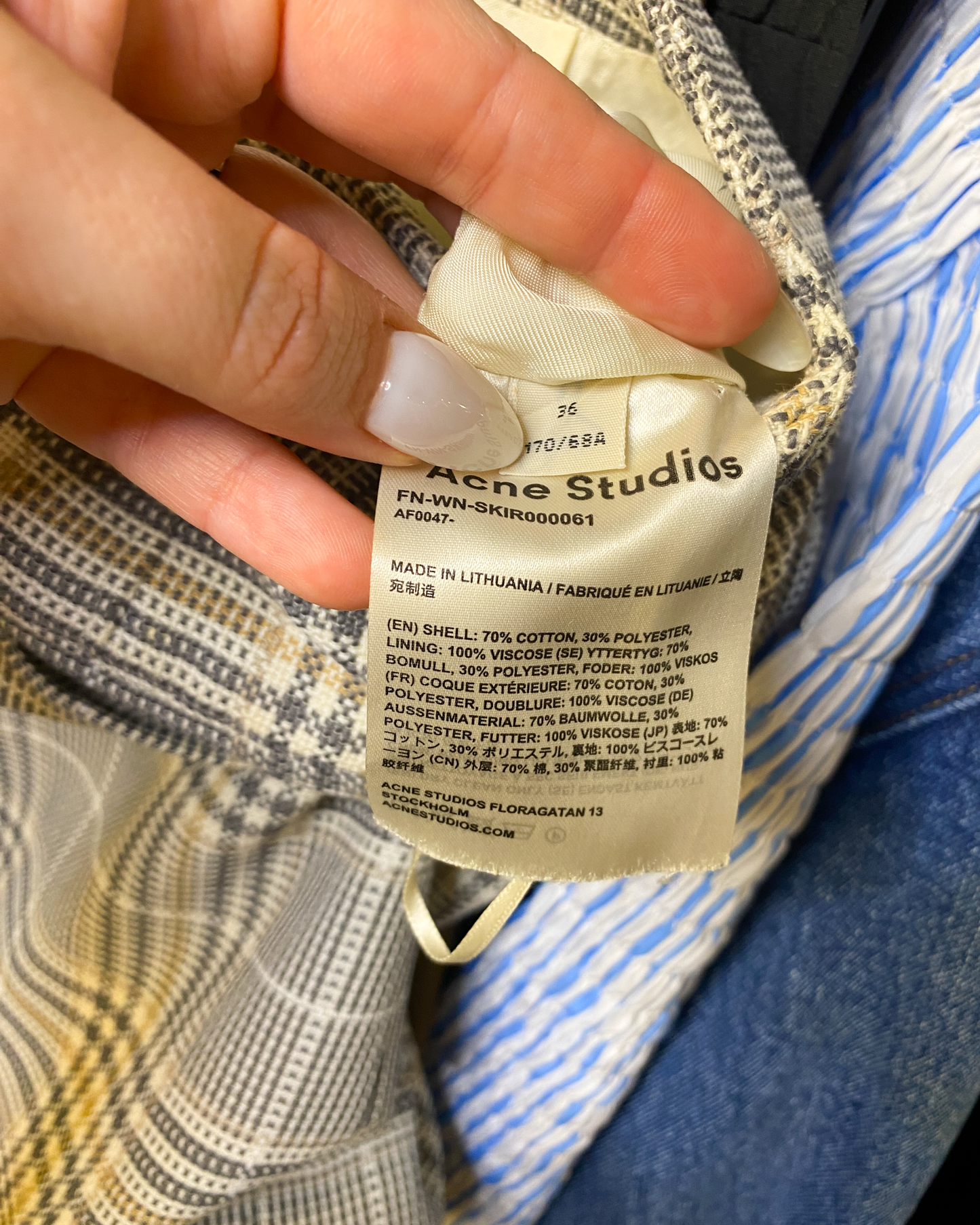 Size 36 (XS) | Acne Studios Plaid Wool Mini Skirt