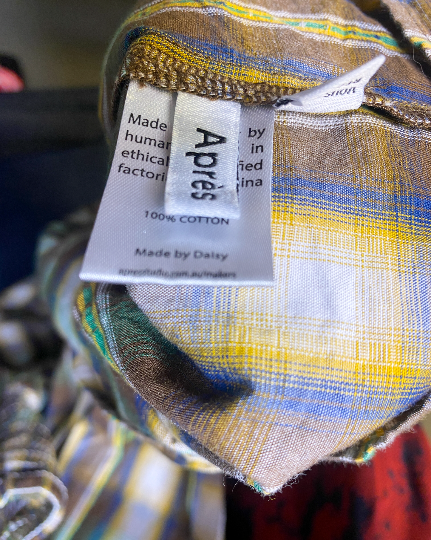 Size L | Apres Studio Shirred Plaid Skirt