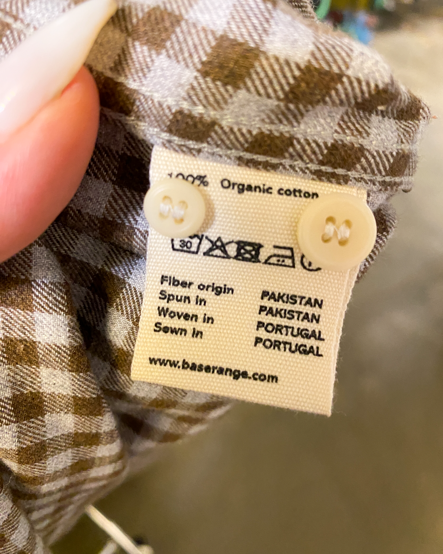 Size S | Baserange Organic Cotton Flannelette Check Shirt
