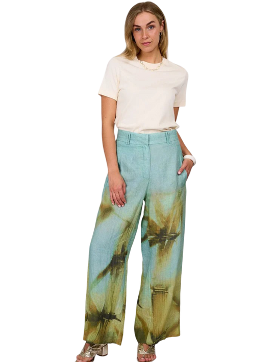 Size 36 (S) | Mes Demoiselles Linen Botanical Foliage Pants