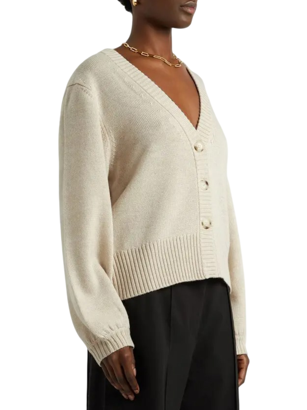 Size L | Lee Mathews Daisy Cream Merino Wool Cardigan