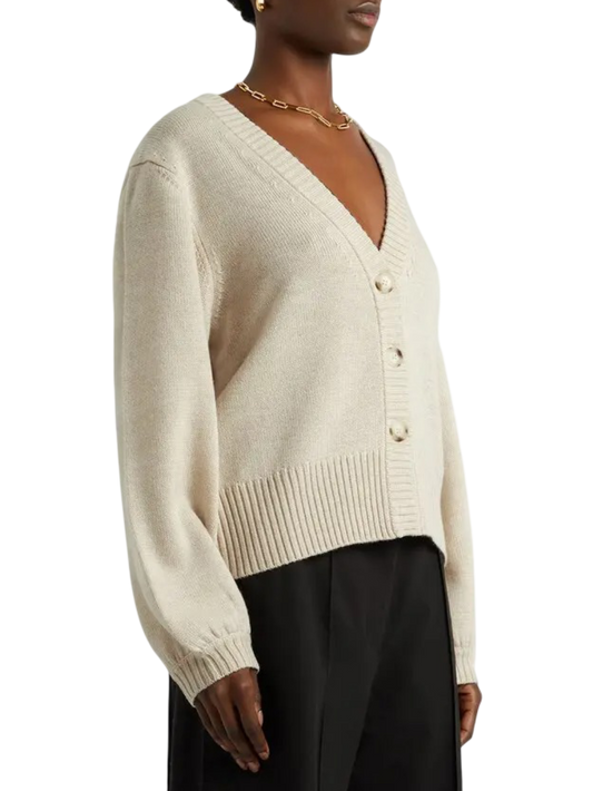 Size L | Lee Mathews Daisy Cream Merino Wool Cardigan