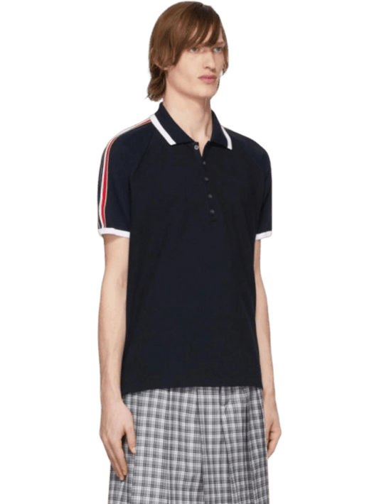 Szie 2 (M) | Thom Browne Navy Raglan Sleeve Polo