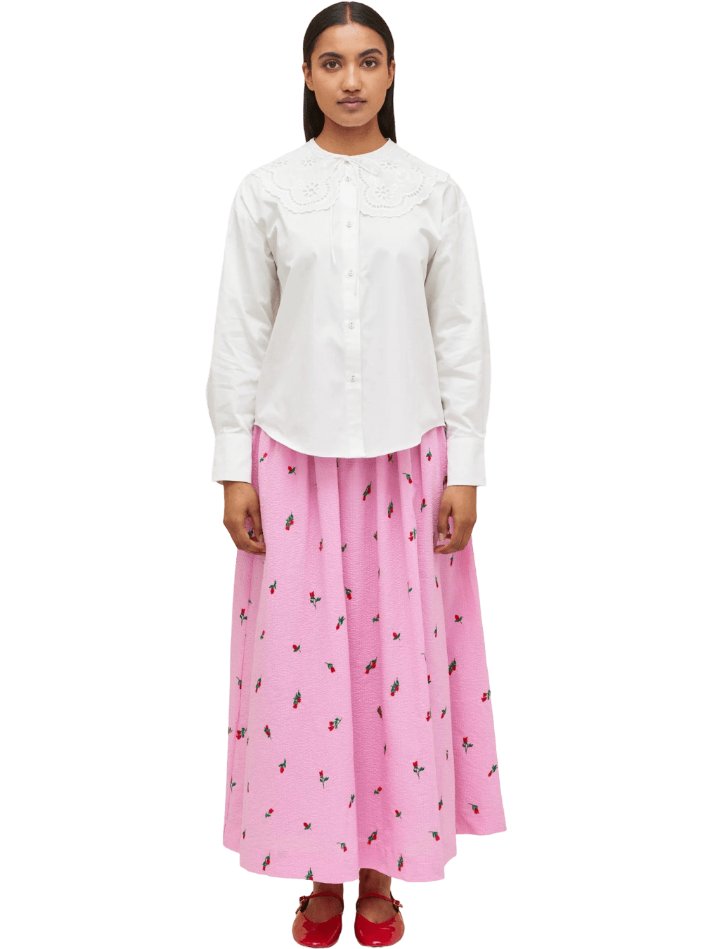 Size 3 XL | Variety Hour Pink Cotton Roses Maxi Skirt