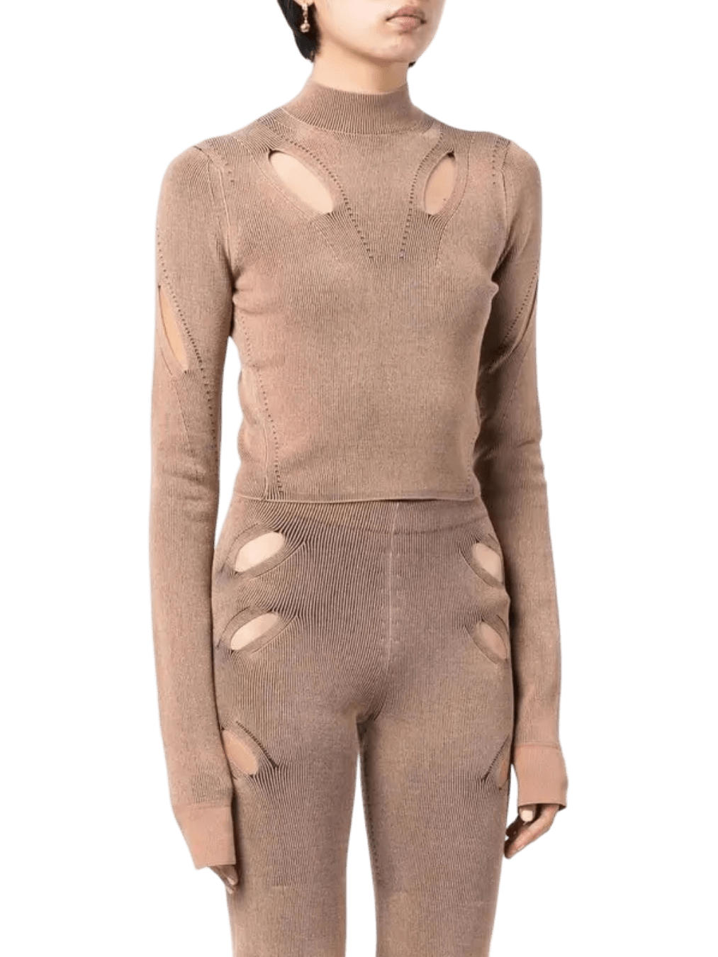 Size XS | Dion Lee Brown Cut-Out Cropped Top