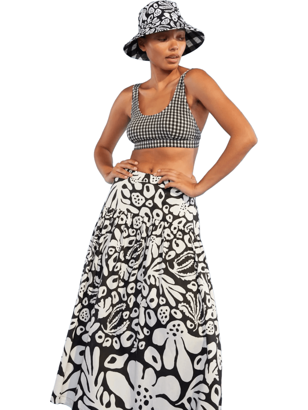 Size 10 (M) | Gorman Black/White Organic Cotton Leaf Skirt