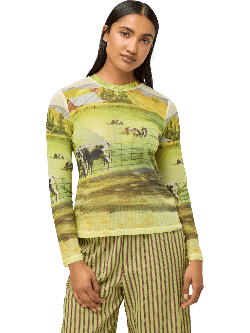 Size XL | Variety Hour Golden Farm Field Mesh Top
