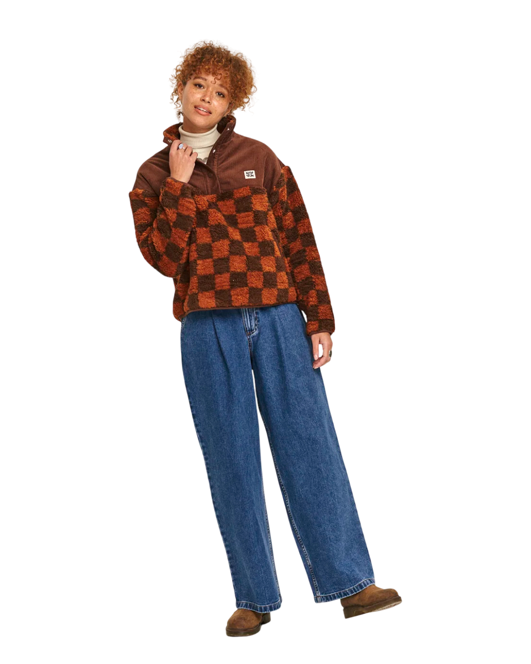Size S | Lucy & Yak Brown Malone Fleece Check Jacket