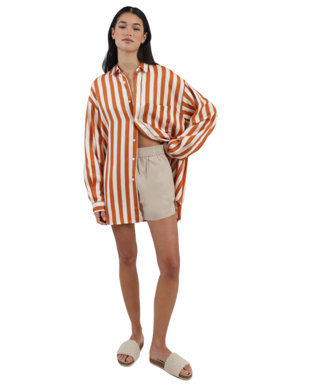 Size M/L | Blanca Rust and White Stripe Dillon Shirt