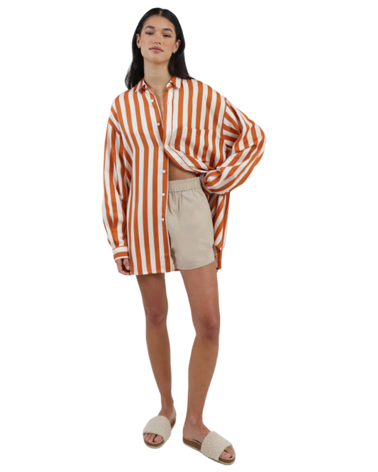 Size M/L | Blanca Rust and White Stripe Dillon Shirt