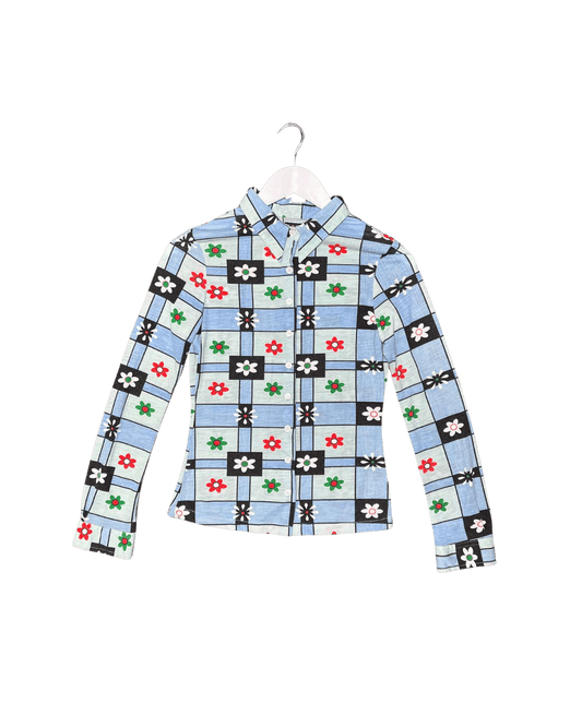 Size 12 | Lee Floral Check Button-up Top