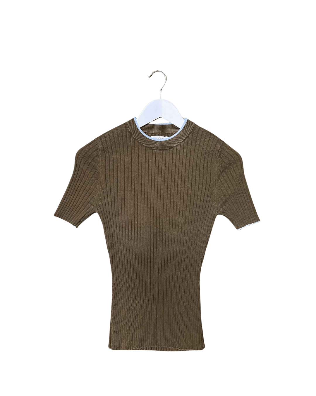 Size 10 | Anna Quan Cotton Khaki Ribbed Top