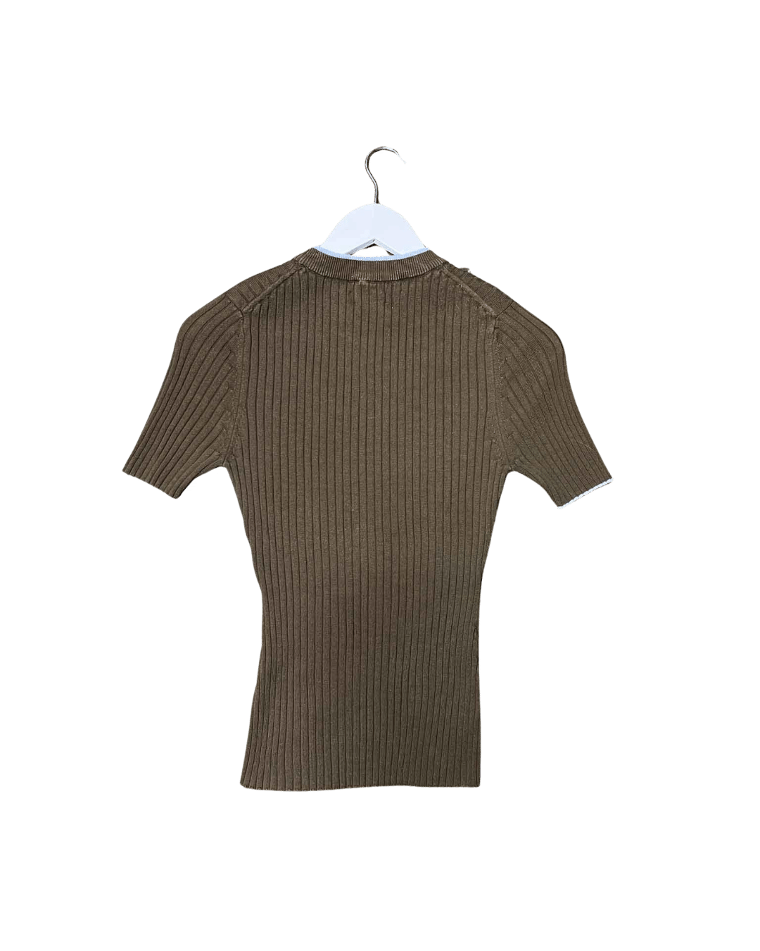 Size 10 | Anna Quan Cotton Khaki Ribbed Top