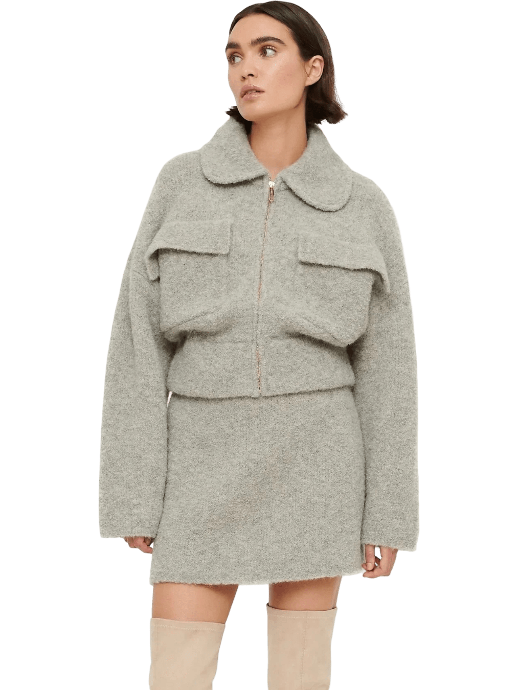Size S | Clea Chloe Boucle Bomber Jacket
