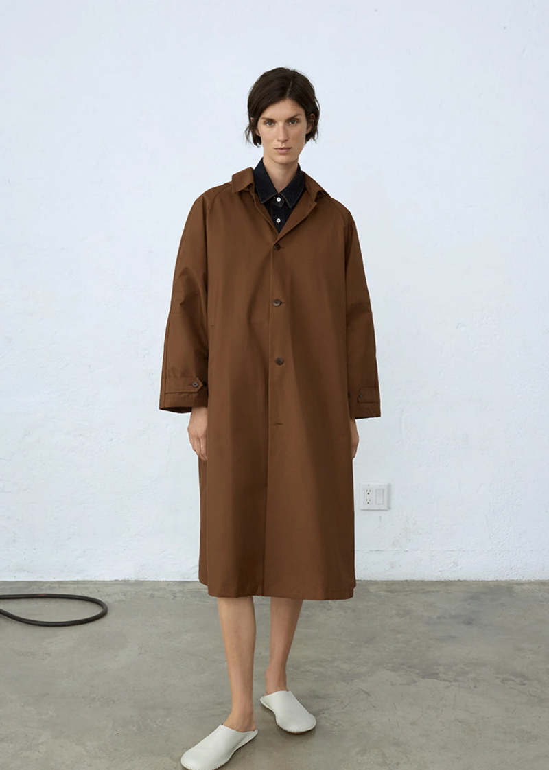 Size L | Cordera Brown Hooded Trench Coat