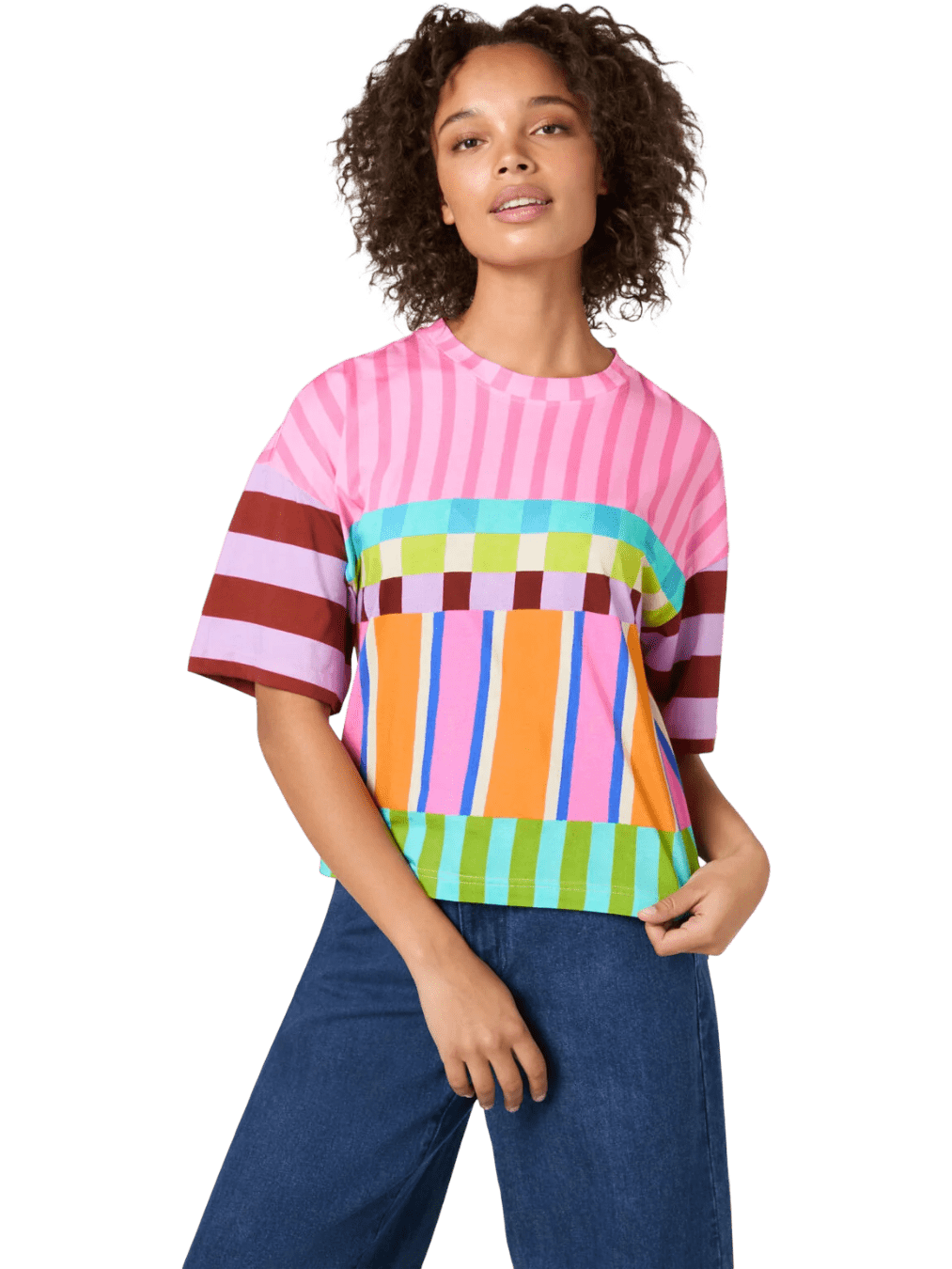 Size 18 (4XL) | Gorman Organic Cotton Holiday Stripe Relaxed T-Shirt