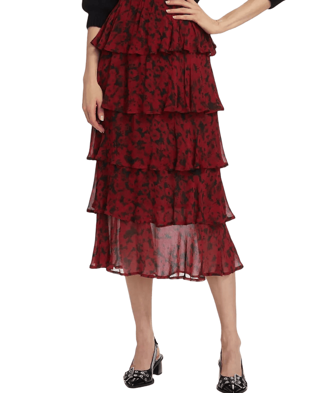 Size 42 (XL) | Ganni Ruffled Georgette Skirt