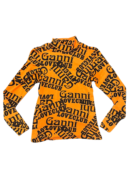 Size 12 - Ganni Orange Loveclub Turtleneck Top