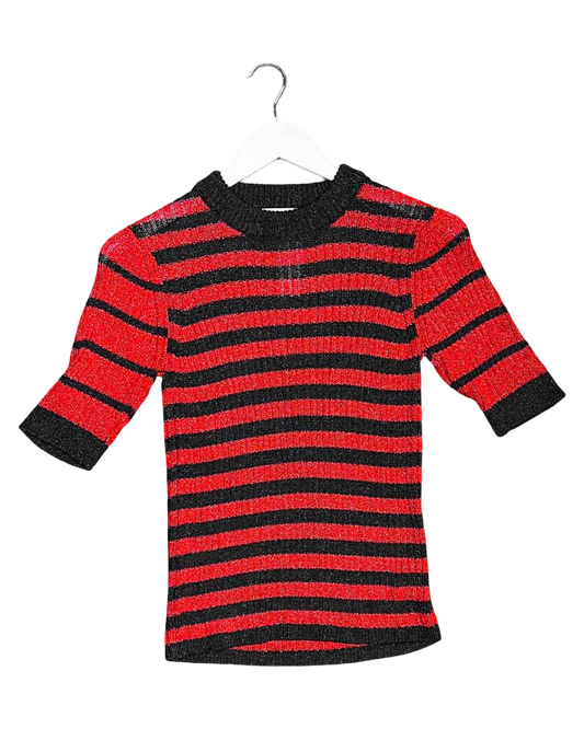 Size S | Ganni Red Sparkly Knit Top