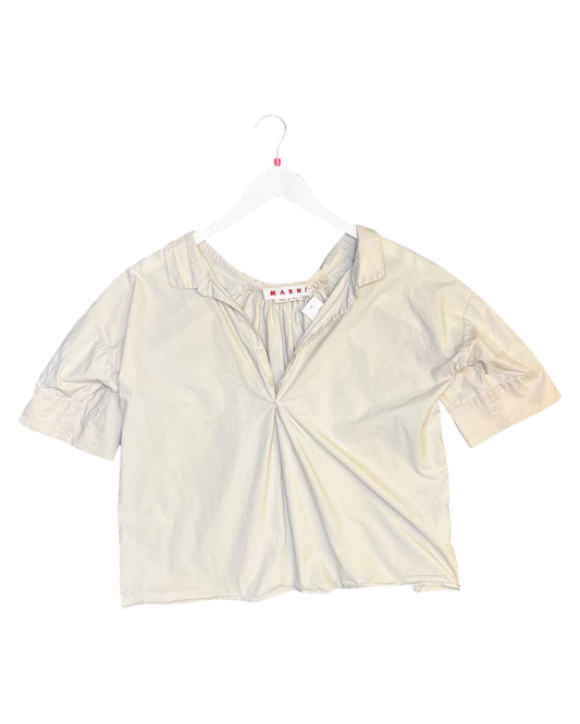 Size 42 (M) | Marni Cream Cotton Short-Sleeve Top