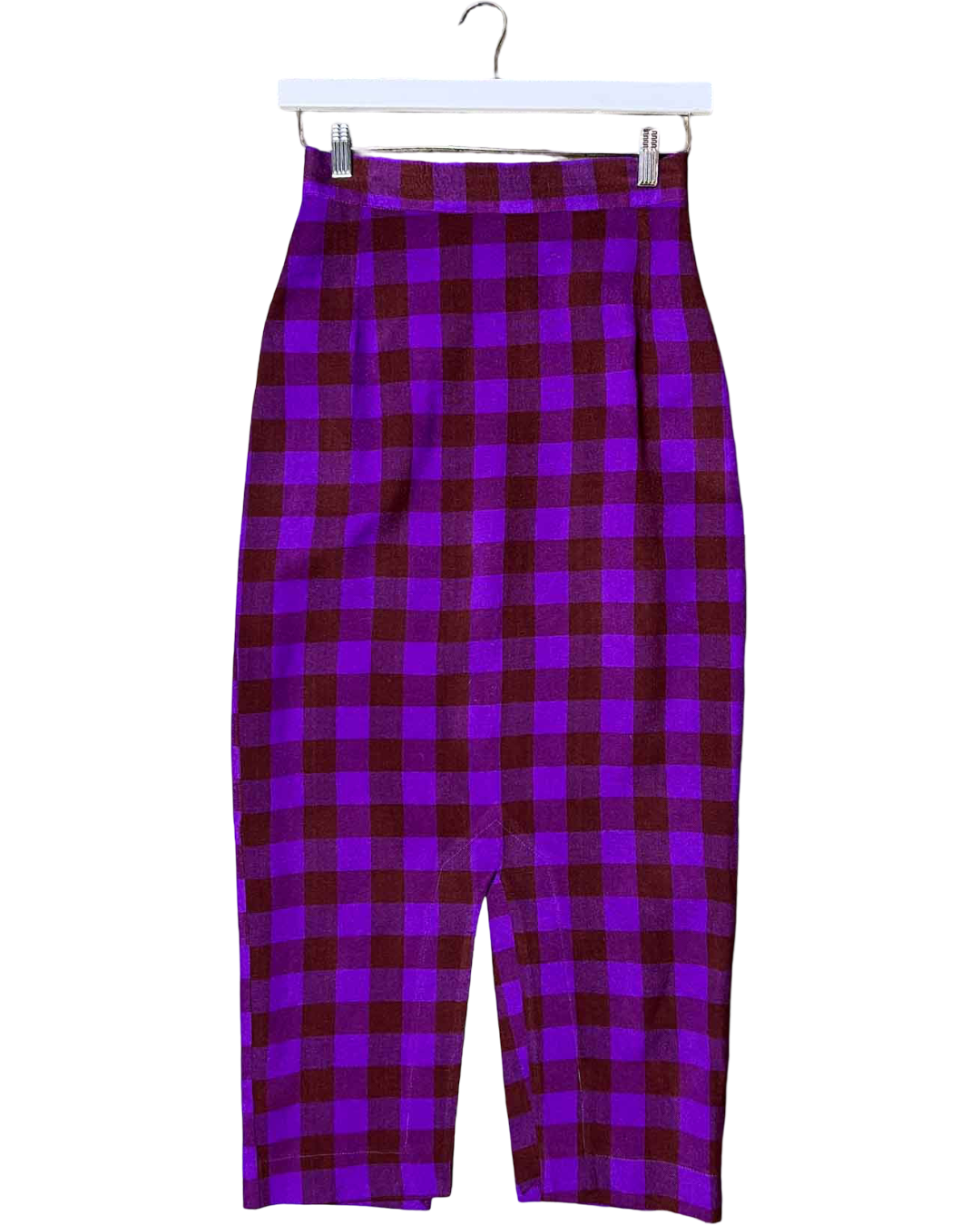 Size XS | Collective Closets Purple Plaid Pencil Skirt
