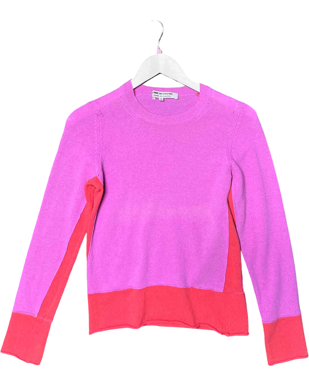 Size S | Comme des Garcons Pink Two-Tone Wool Jumper