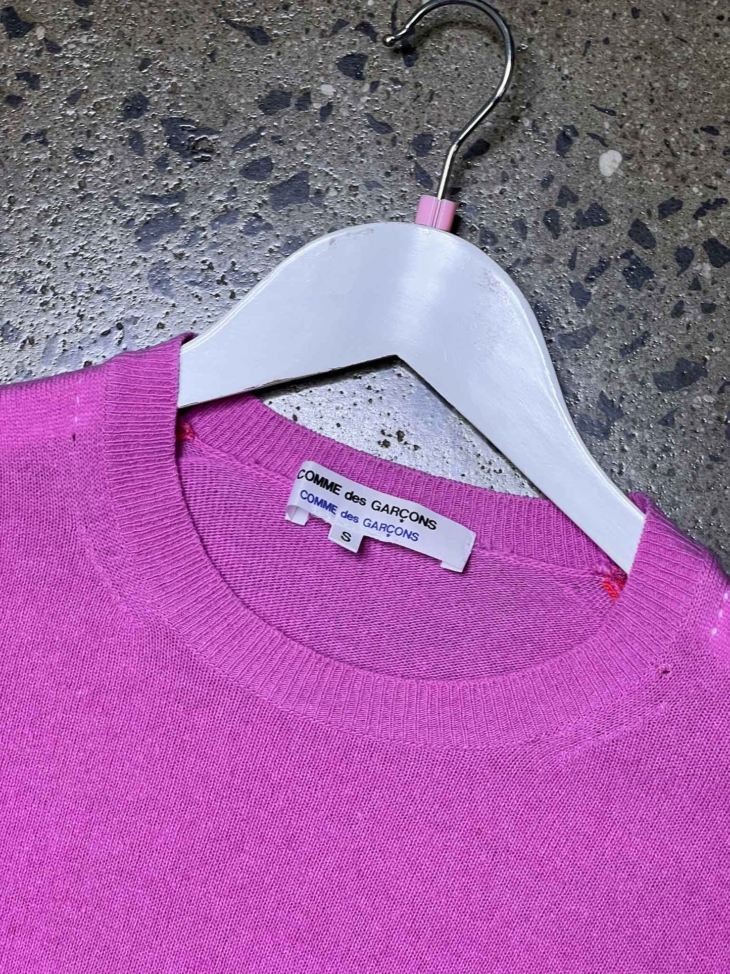 Size S | Comme des Garcons Pink Two-Tone Wool Jumper