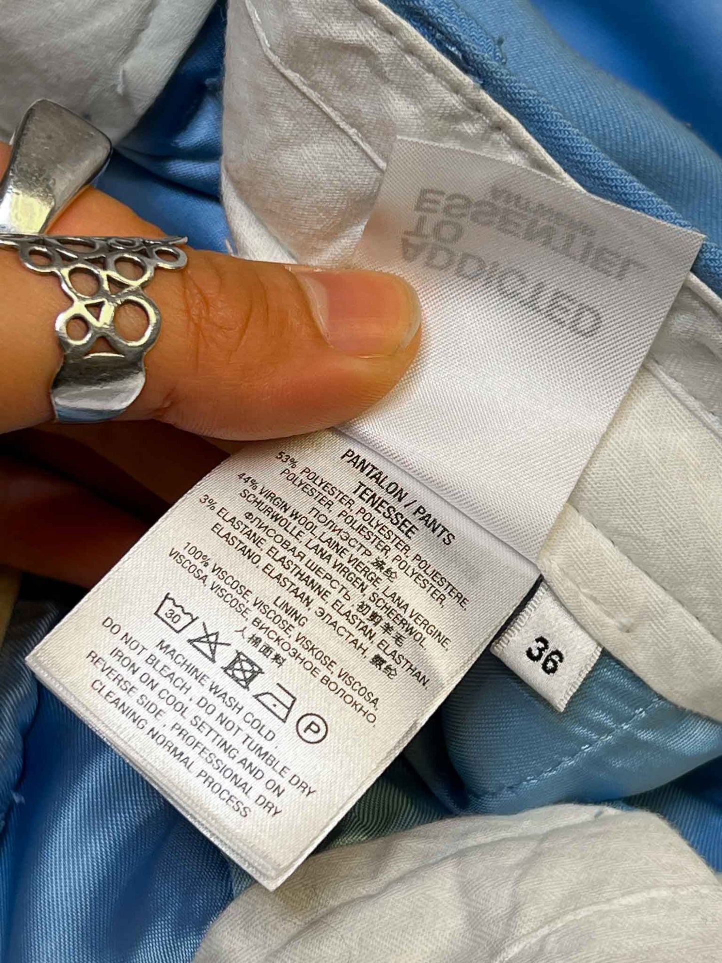 Size 36 (S) | Addicted To Essentiel Wool Blend Blue Tailored Pants