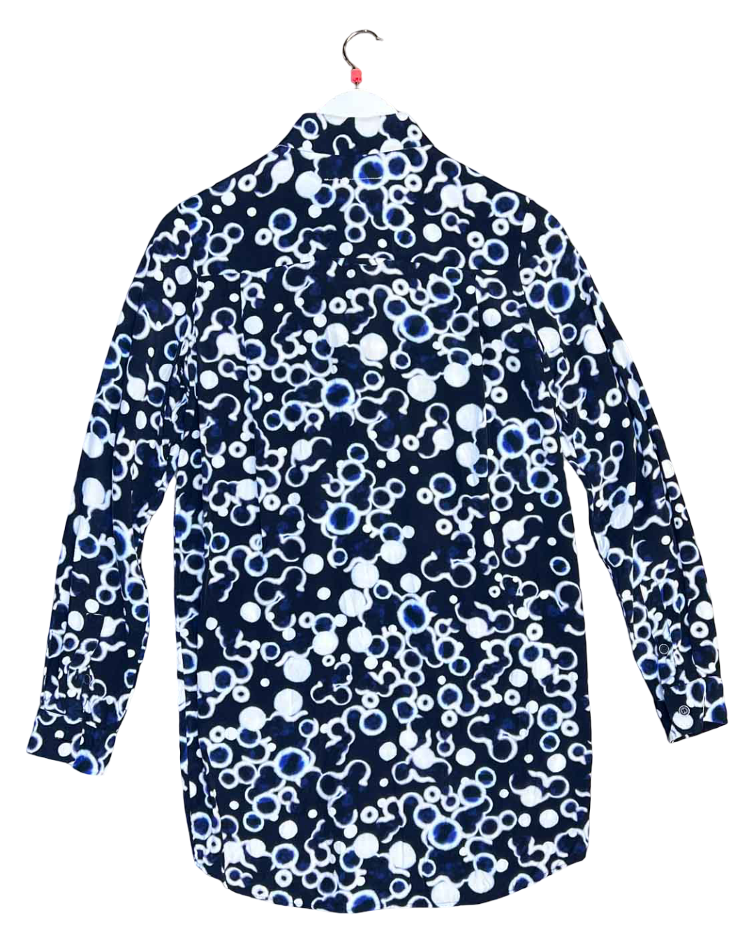 Size 40 (M) | MM6 Navy Longline Button-Up Dot Shirt