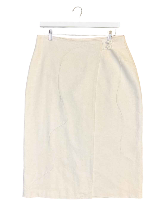 Size 3 (L) | Livia Arena Wavy Cream Wrap Skirt