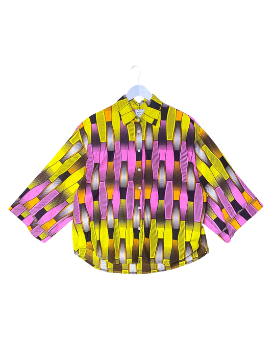 Size S | Yevu Pink/Yellow Half Sleeve Shirt