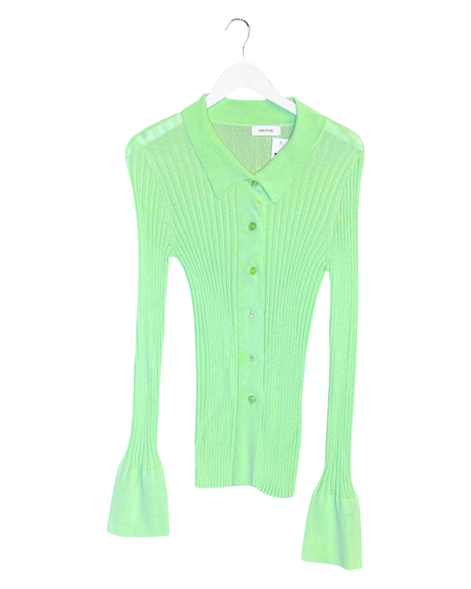 Size 14 (XL) | Henne Lime Green Flared Button-Up Top