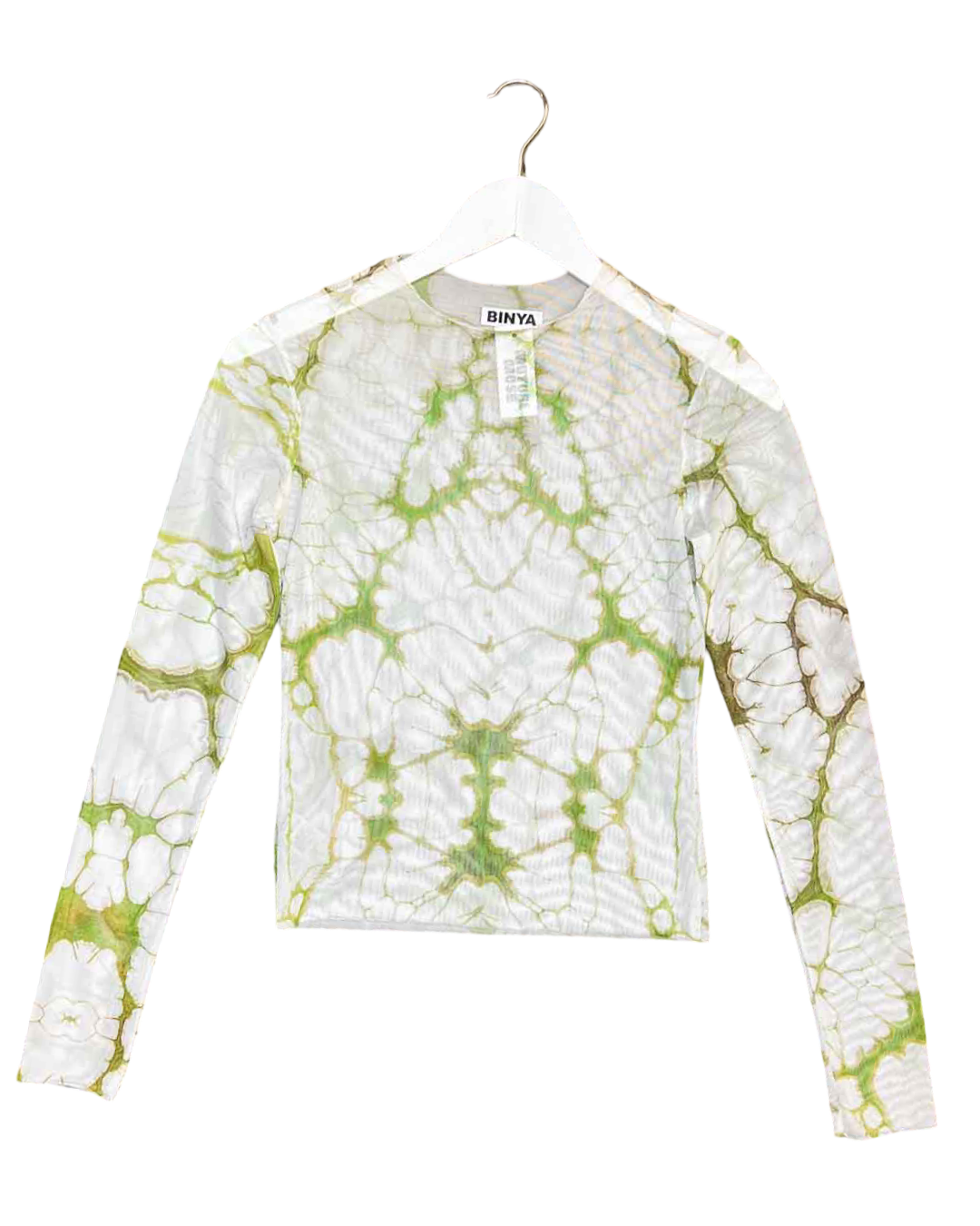 Size L | Binya Green Marble Mesh Long-Sleeve Top