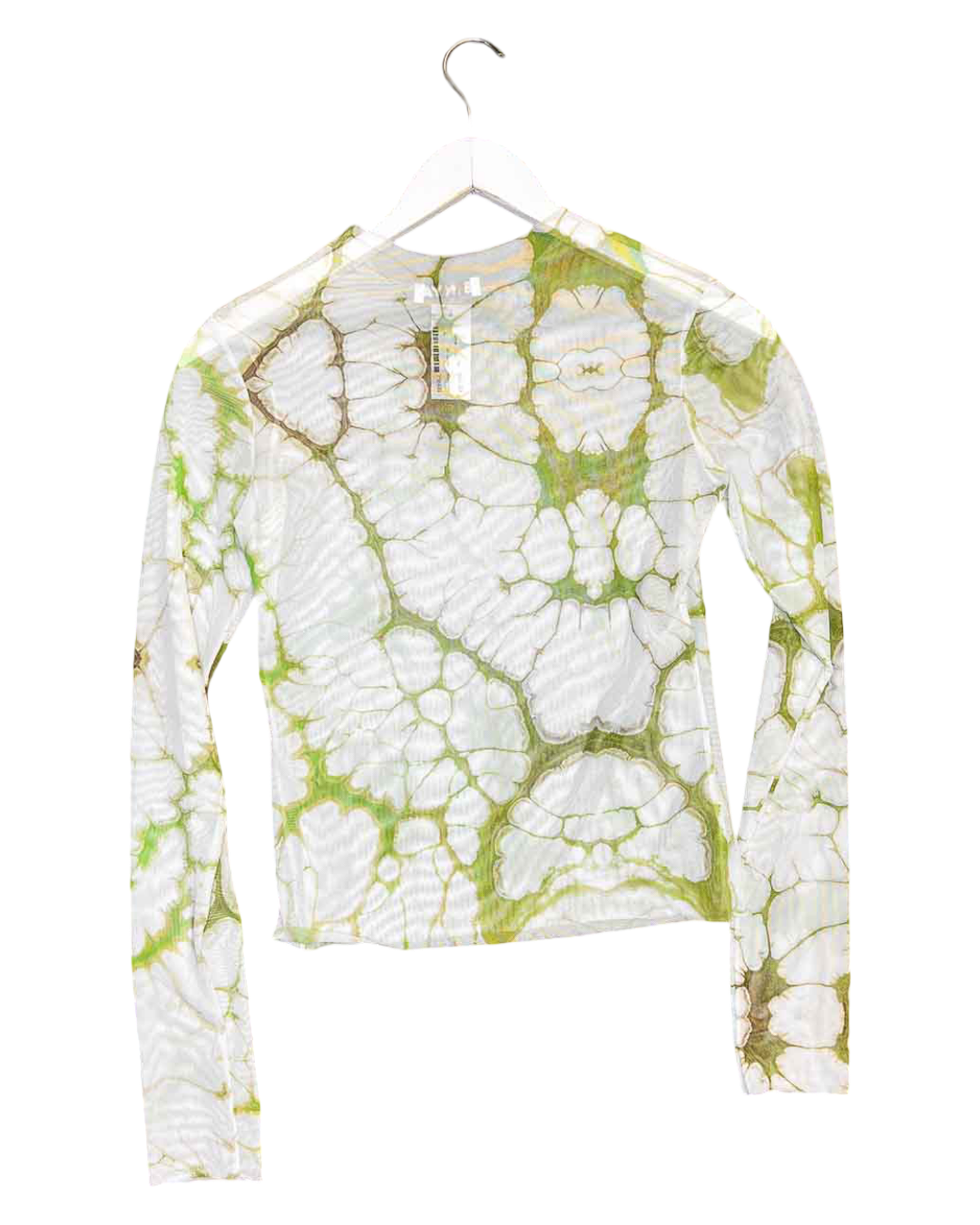 Size L | Binya Green Marble Mesh Long-Sleeve Top