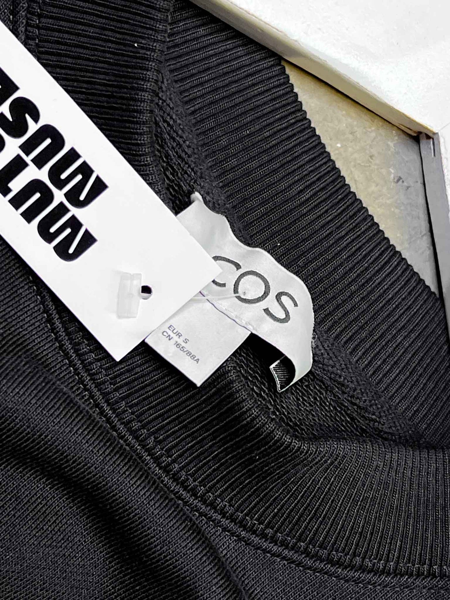 Size S | COS Black Cotton Crewneck Jumper