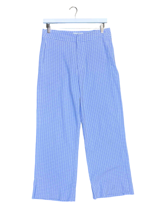Size 12 (L) | Incu Checkered Periwinkle Wide-Leg Pants