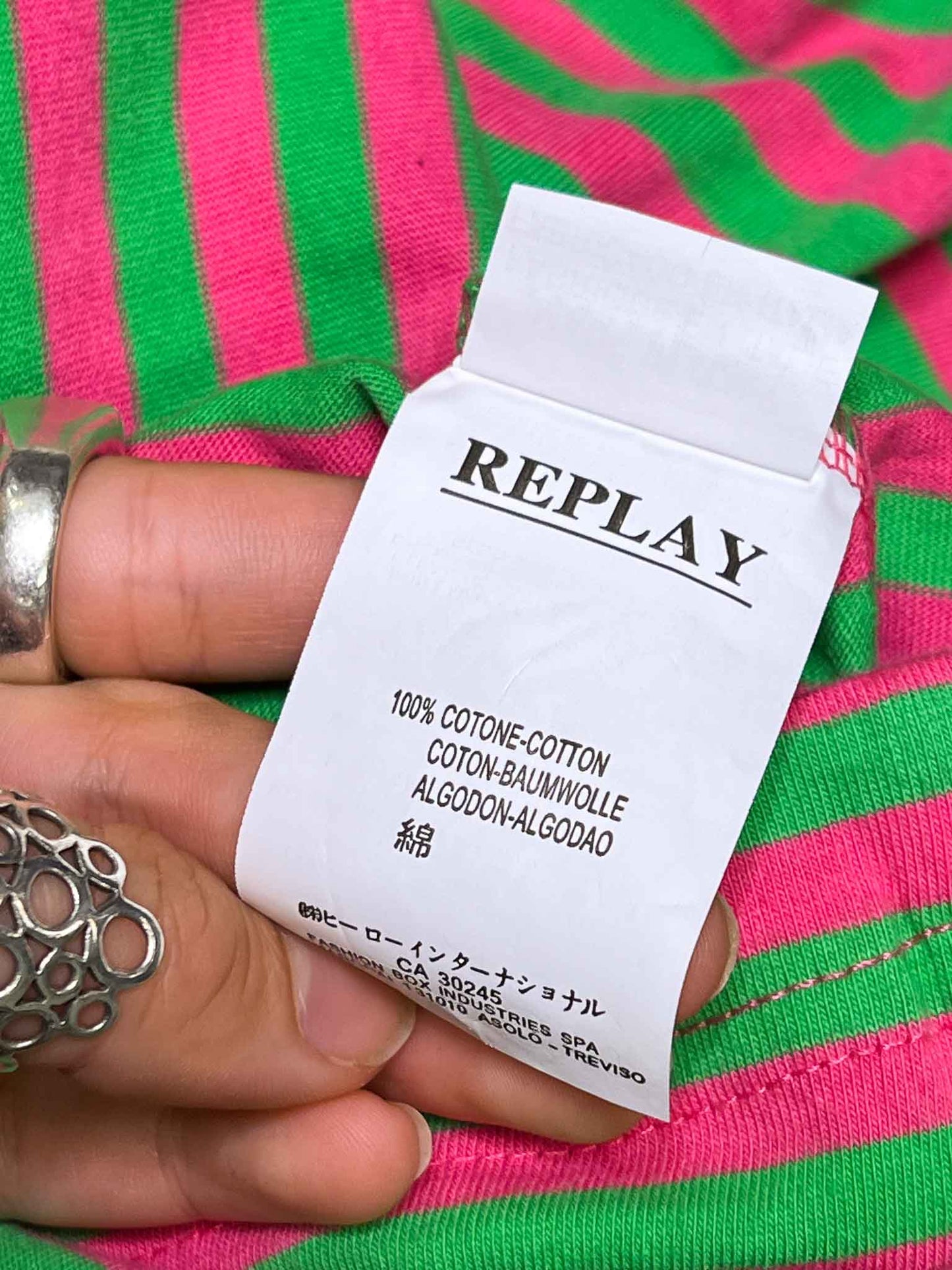Size M | Replay Striped Cotton T-shirt
